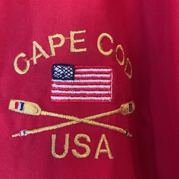 Vintage 90s XNT size 4 cape cod woven lined zip up red navy wind jacket vest EUC